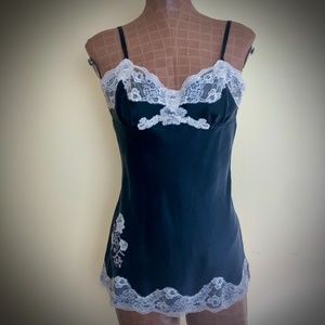 Silk Teddy/Cami Top with Lace & Adjustable Straps